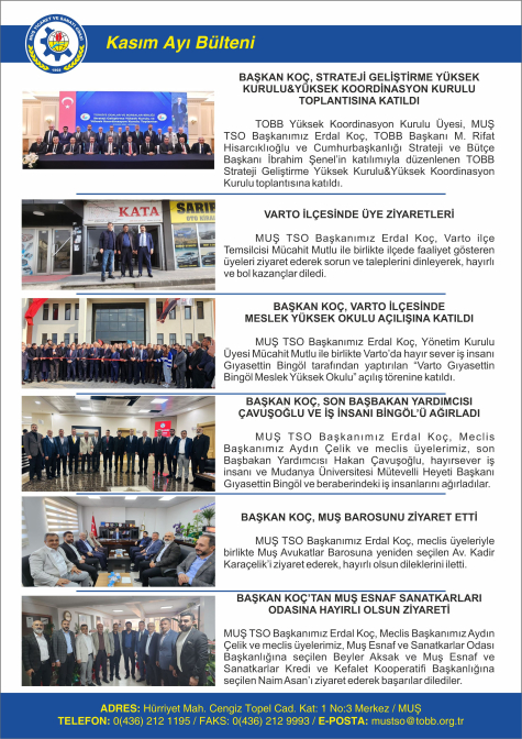 MUŞ TSO Kasım Ayı Bülteni 